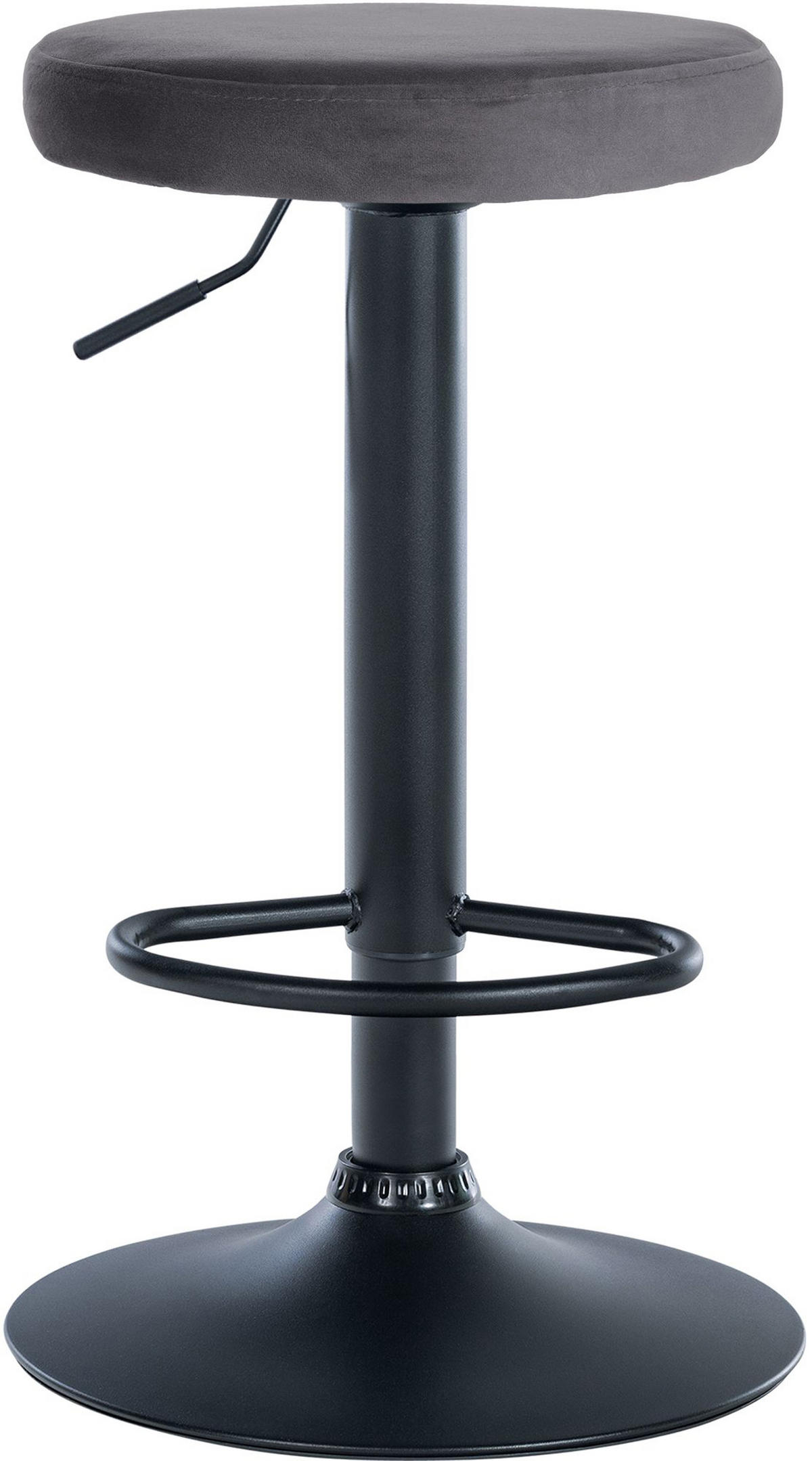 BARHOCKER Pontius Samt schwarz dunkelgrau - Dunkelgrau/Schwarz, Textil/Metall (38.5/81/38.5cm) - TPFLiving