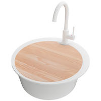 GRANITSPÜLE Pisa Max, 2-er set Weiß 53/53 cm 1 Becken + Küchenarmatur 32/20 cm + Ablauf-Set + Schneidebrett ab 50er Unterschrank - Chromfarben/Beige, Kunststoff (53/20/53cm) - Primagran