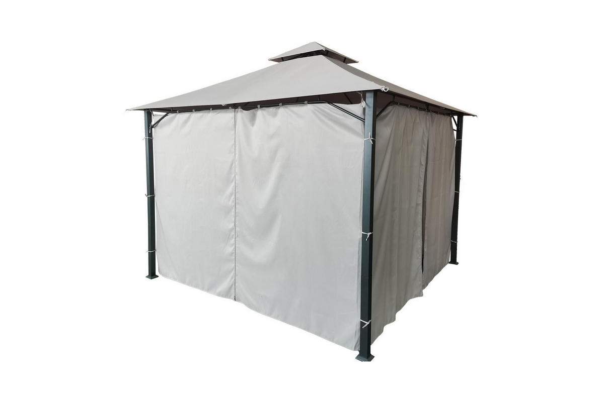 GARTENPAVILLON Sao Hellgrau 3m x 3m - Grau, Metall (300/278/300cm) - Cazeboo