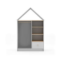 KLEIDERSCHRANK mit 3 Nischen, 1 Schublade und 1 Kleiderstange H180 cm 45/110/180 cm - Weiß, Holzwerkstoff (45/180/110cm) - Calicosy