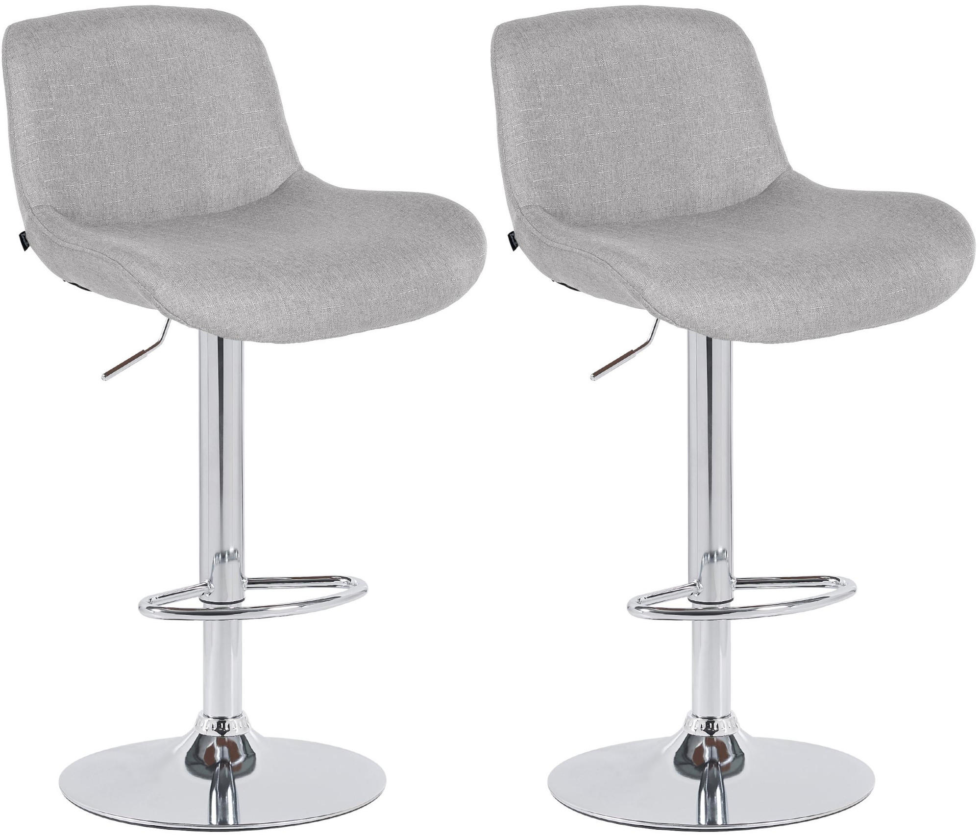 BARHOCKER 2er Set Stoff Hellgrau - Chromfarben/Hellgrau, Textil/Metall (50/85/50cm) - CLP