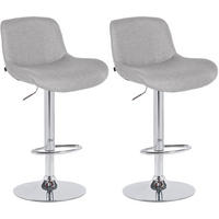BARHOCKER 2er Set Stoff Hellgrau - Chromfarben/Hellgrau, Textil/Metall (50/85/50cm) - CLP