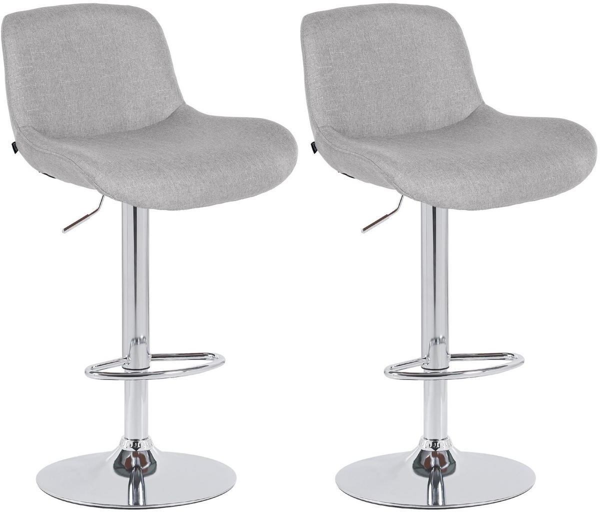 BARHOCKER 2er Set Stoff Hellgrau - Chromfarben/Hellgrau, Textil/Metall (50/85/50cm) - CLP