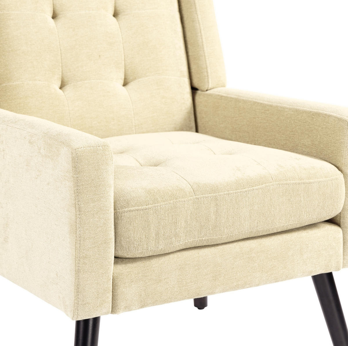 POLSTERSESSEL mit Leinenbezug in Beige – bis 130 kg belastbar - Beige, Textil (76/88/68cm) - BEAOK