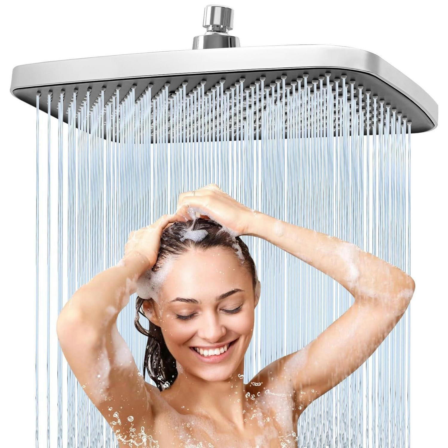 REGENDUSCHE 30x20 cm Edelstahl Gebürstetes Chrom - Silberfarben, Metall (26/12.7/26cm)