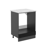 HERDUMBAUSCHRANK R-Line Schwarz Hochglanz 60 cm AP Marmor - Schwarz Hochglanz/Anthrazit, Holzwerkstoff (60/81.6/60cm) - Vicco