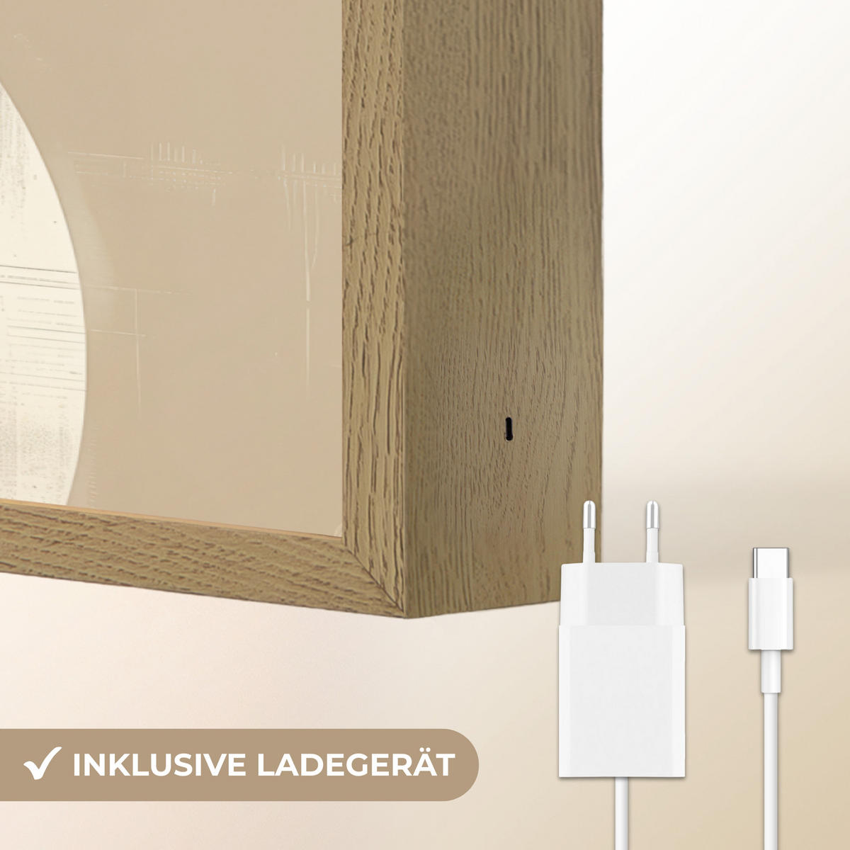 WANDLEUCHTE MIT AKKU Abstrakt - Modern - Schwarz - Gold 90x60 cm - Sandfarben, Holzwerkstoff (90/60/8cm) - OnlyWow