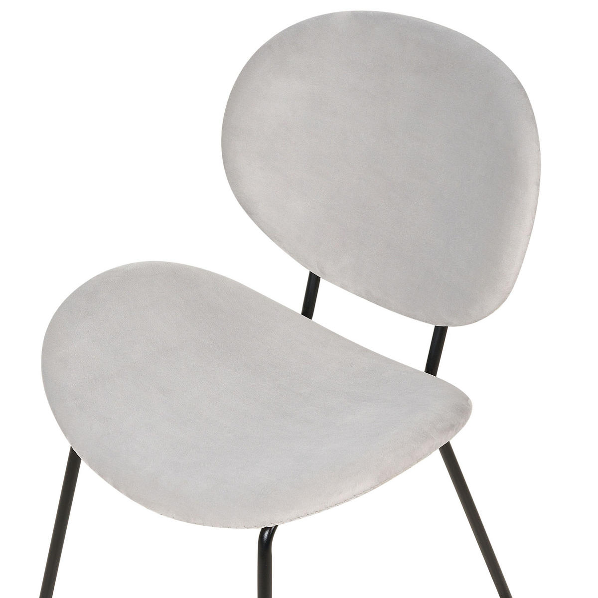 ÉTKEZŐSZÉK 2 darabos Szett Bársony világosszürke/fekete Luana - világosszürke/fekete, textil (50/80/58cm) - Beliani
