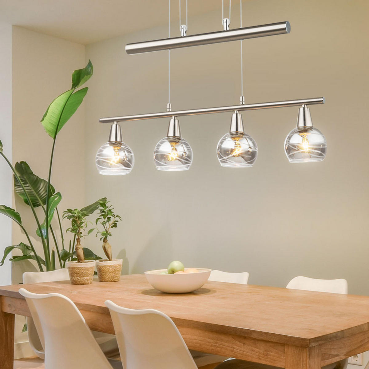 LED HÄNGELEUCHTE Metall Glas Grau - Grau, Glas (60/10/160cm) - Globo Lighting