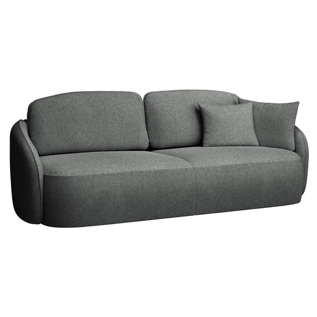 3-SITZER-SOFA Savoy Dunkelgrau mit Schlaffunktion - Dunkelgrau/Schwarz, Kunststoff/Textil (254/96/105cm) - Selsey