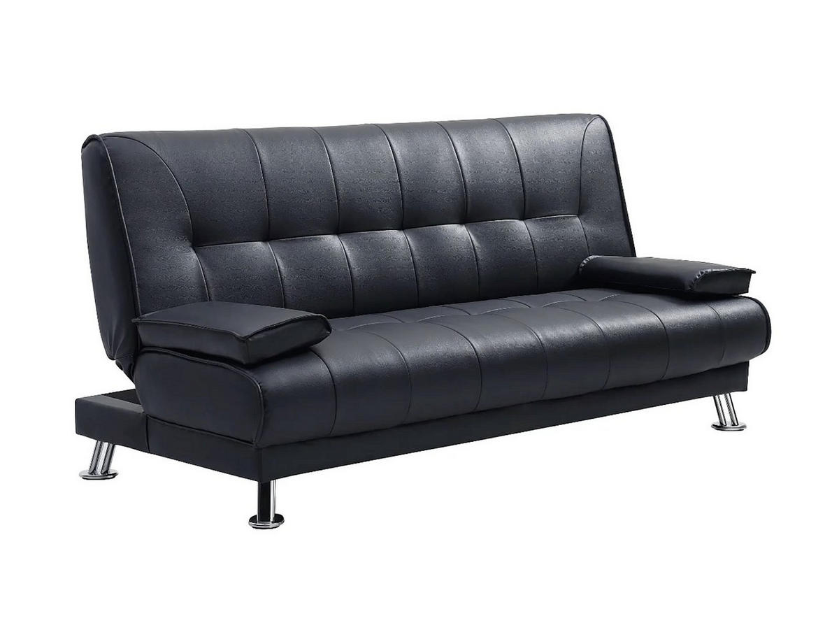 SCHLAFSOFA - 3 Personen - Kunstleder - Schwarz - - Schwarz, Leder (192/91/91cm) - Vente-Unique