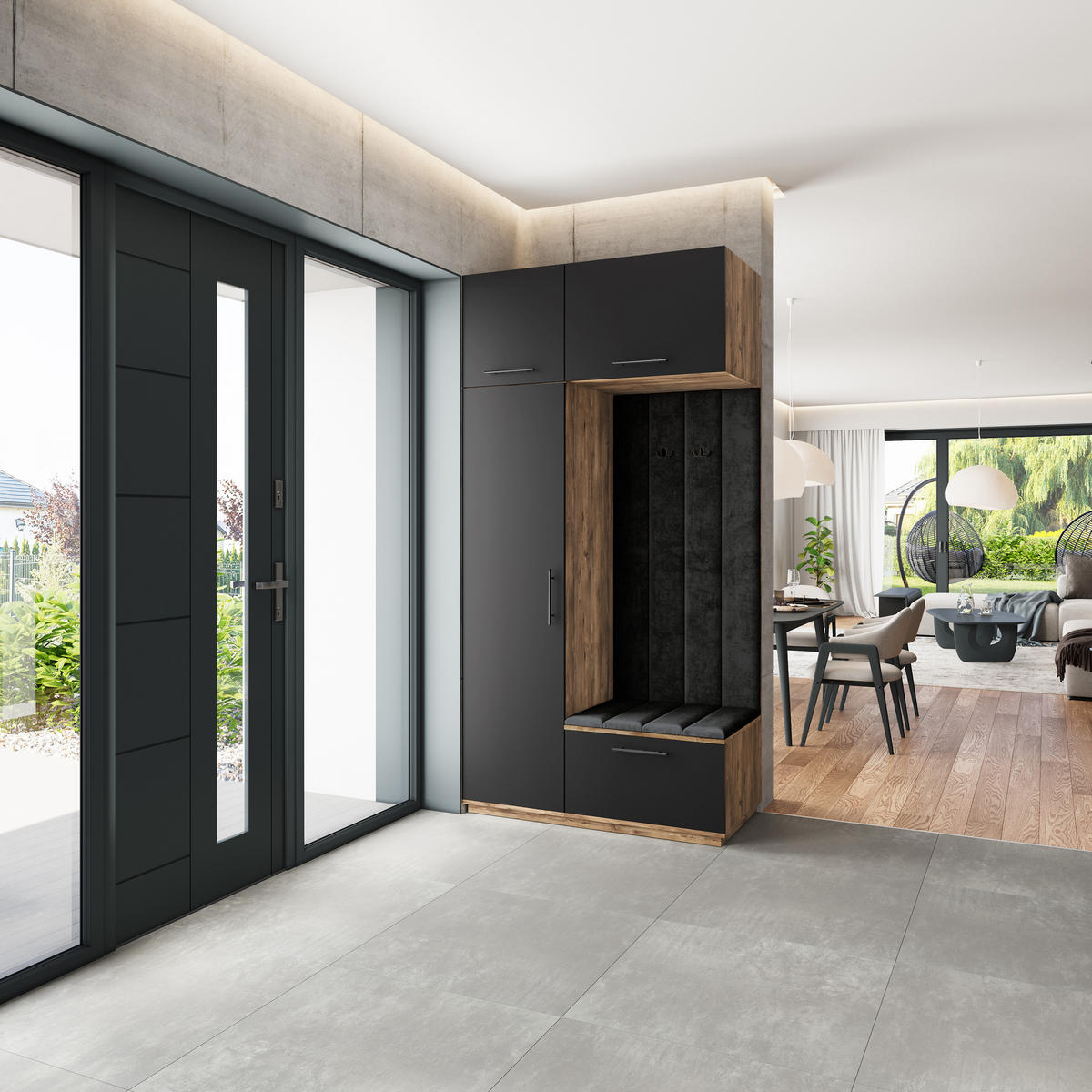 GARDEROBENSCHRANK REMA 120/240/60 cm Modern Eichefarben - Eichefarben/Schwarz, Holzwerkstoff (120/240/60cm) - MASSENO