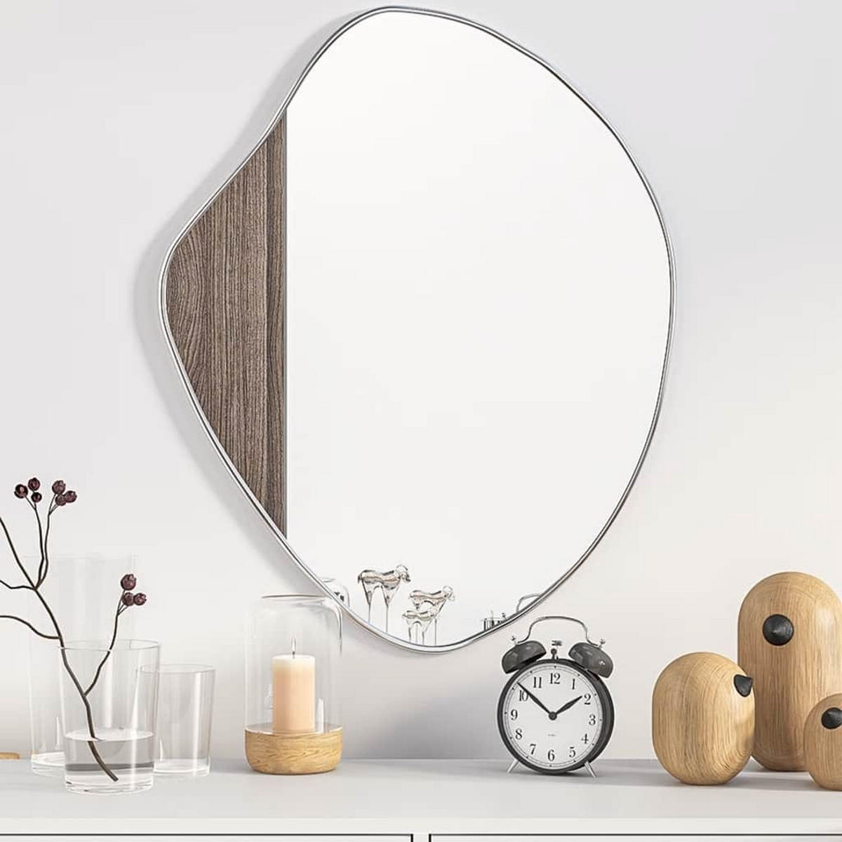 WANDSPIEGEL Silbern 60x50 cm - Silberfarben, Glas (50/60/1cm) - furnicato