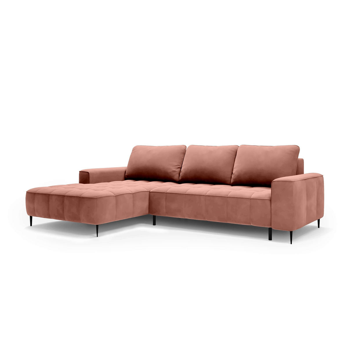 ECKSOFA Francessco Rosa - Rosa, Textil (280/90/166cm) - Pillovely