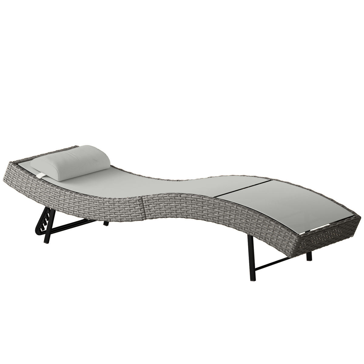 SONNENLIEGE DE-13696 5-fach verstellbare Rückenlehne & Kopfstütze Grau - Hellgrau, Metall (61/44/198cm) - ComfortXL