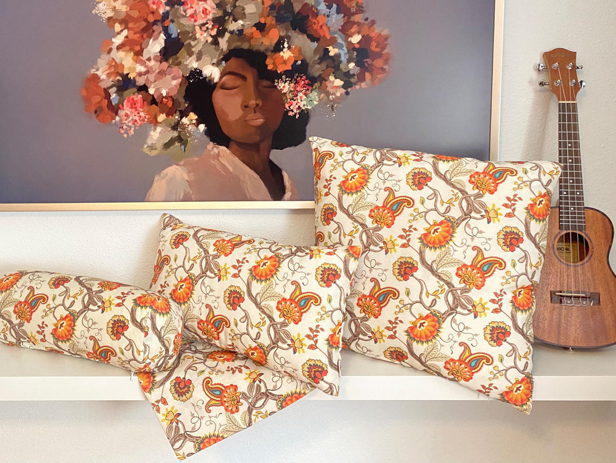 KISSENHÜLLE Rund Horrero safran-orange Mischgewebe 40 cm Ø - Beige/Orange, Textil (40/40cm) - beties Heimtextil