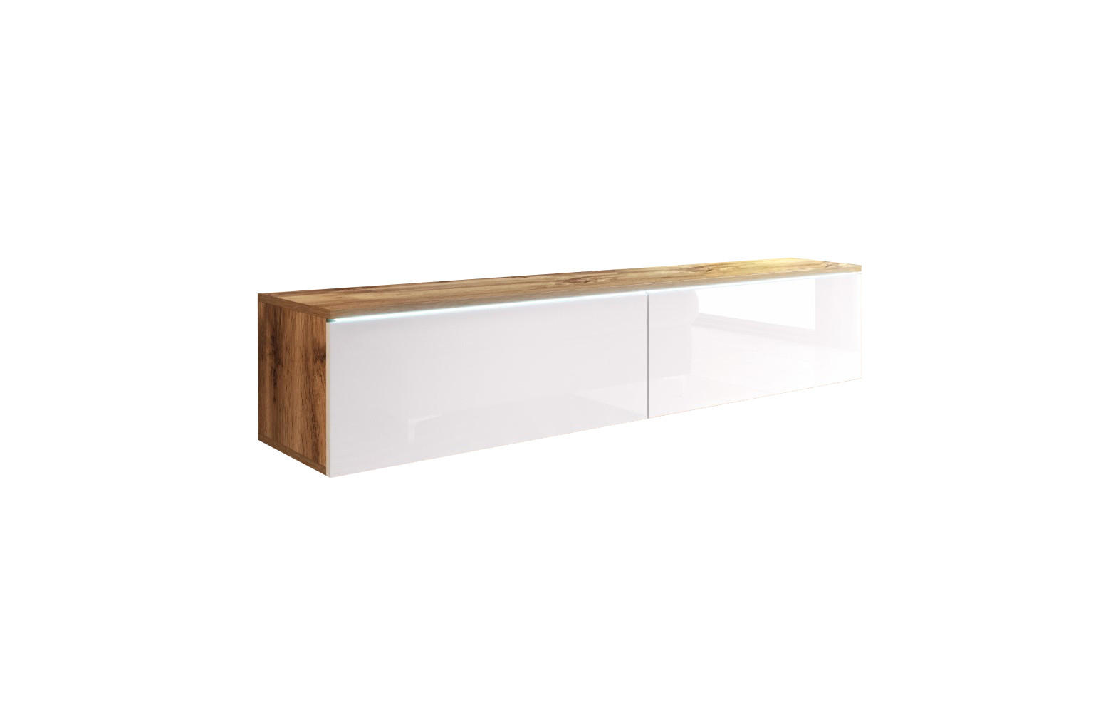 Feldmann-Wohnen Lowboard Weiß, Eiche Wotan 140x30x32 cm