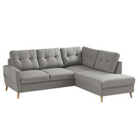 ECKSOFA mit Ottomane - Webstoff - Hellbraun/Grau, Textil (230/200cm) - home24