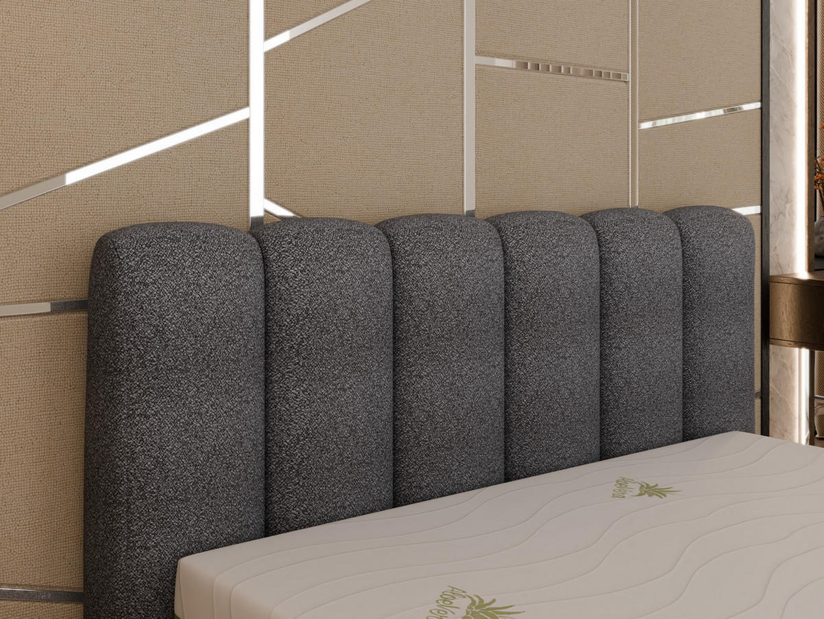 POLSTERBETT ZAIRA 160 x 200 cm mit Bettkasten und Lattenrost, 7-Zonen-Taschenfederkernmatratze CIRA (24 cm) – Beige - Beige, Holz (140/206cm) - Panda Möbel