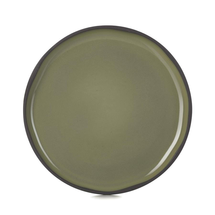 Revol Porcelaine France Brotteller Dunkelgrün