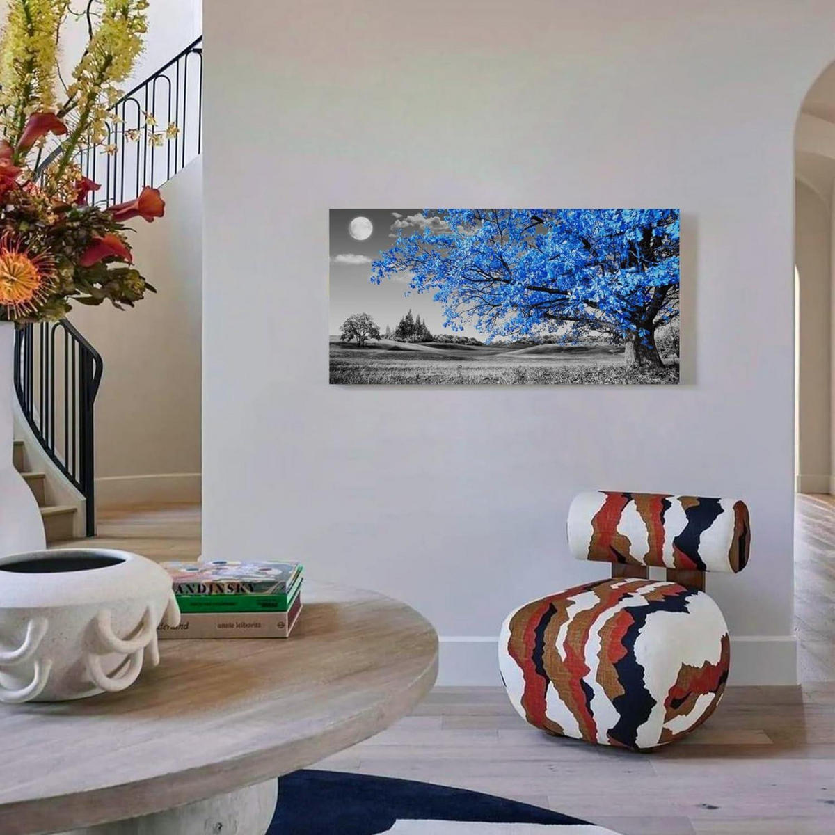 LEINWANDBILD Blau Baum des Lebens 120 x 60 cm - Blau, Papier (60/0.5cm)