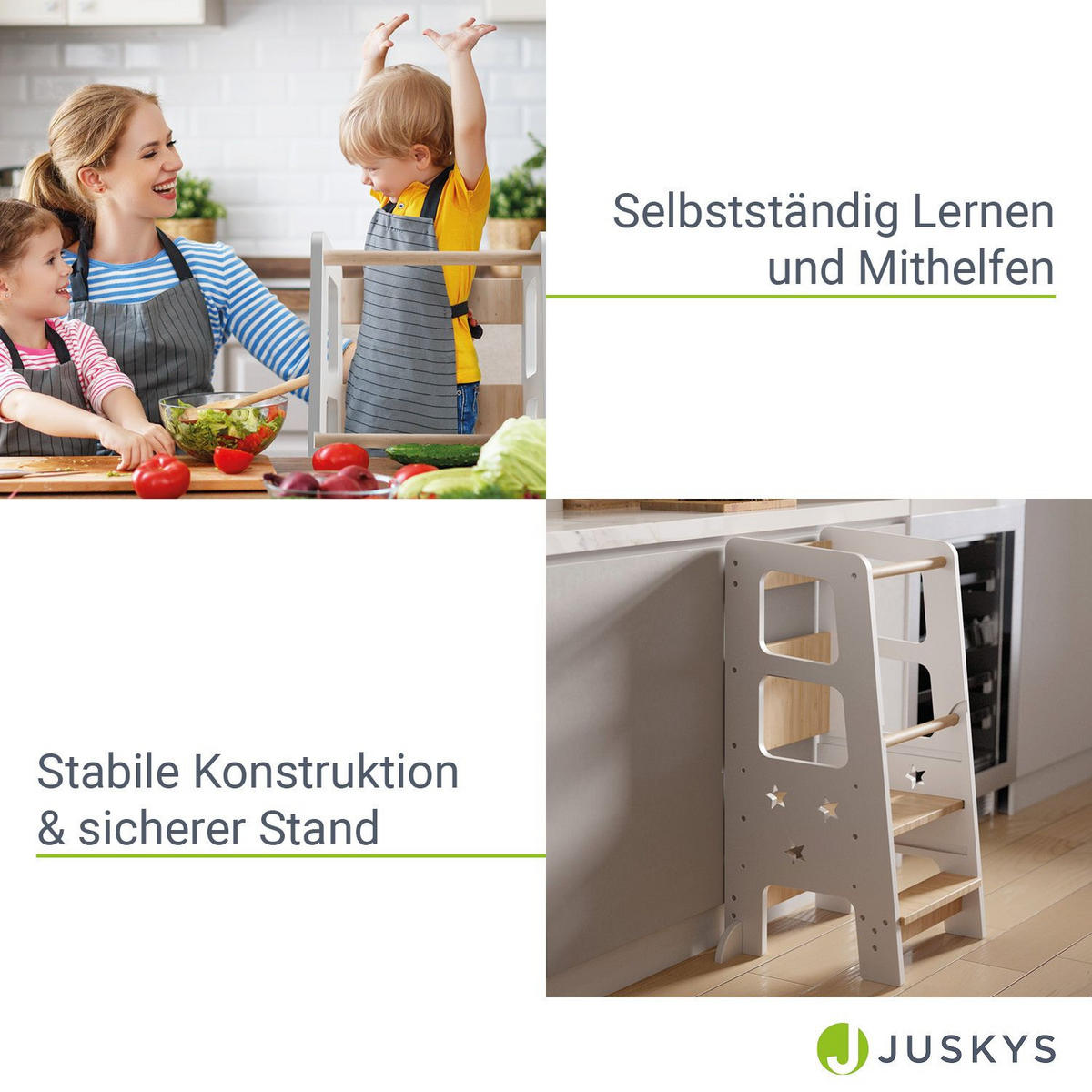 LERNTURM Henny in Weiß - Weiß, Holzwerkstoff (40/90/44cm) - Juskys