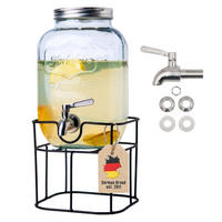 GETRÄNKESPENDER 4 Liter mit Zapfhahn und Gestell - Transparent, Glas (4L) - Intirilife