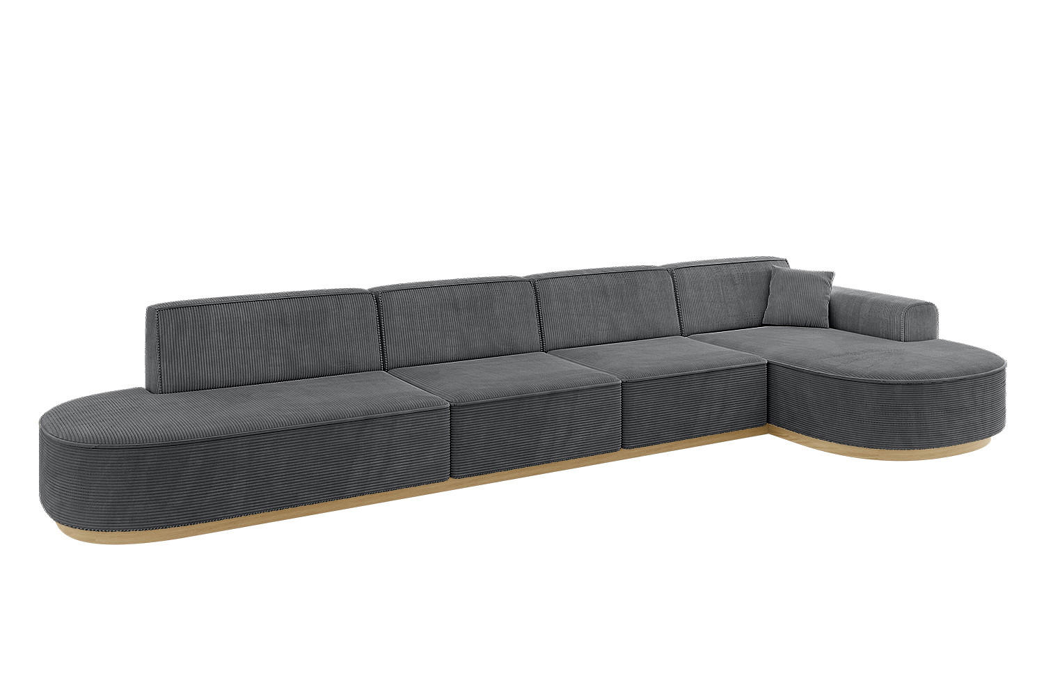 ECKSOFA Ottomane Rechts MARI-L3-v2 - 413x171x83 cm Dunkelgrau Cord - Dunkelgrau, Holzwerkstoff/Textil (171/413cm) - ALTDECOR