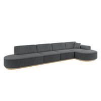 ECKSOFA Ottomane Rechts MARI-L3-v2 - 413x171x83 cm Dunkelgrau Cord - Dunkelgrau, Holzwerkstoff/Textil (171/413cm) - ALTDECOR