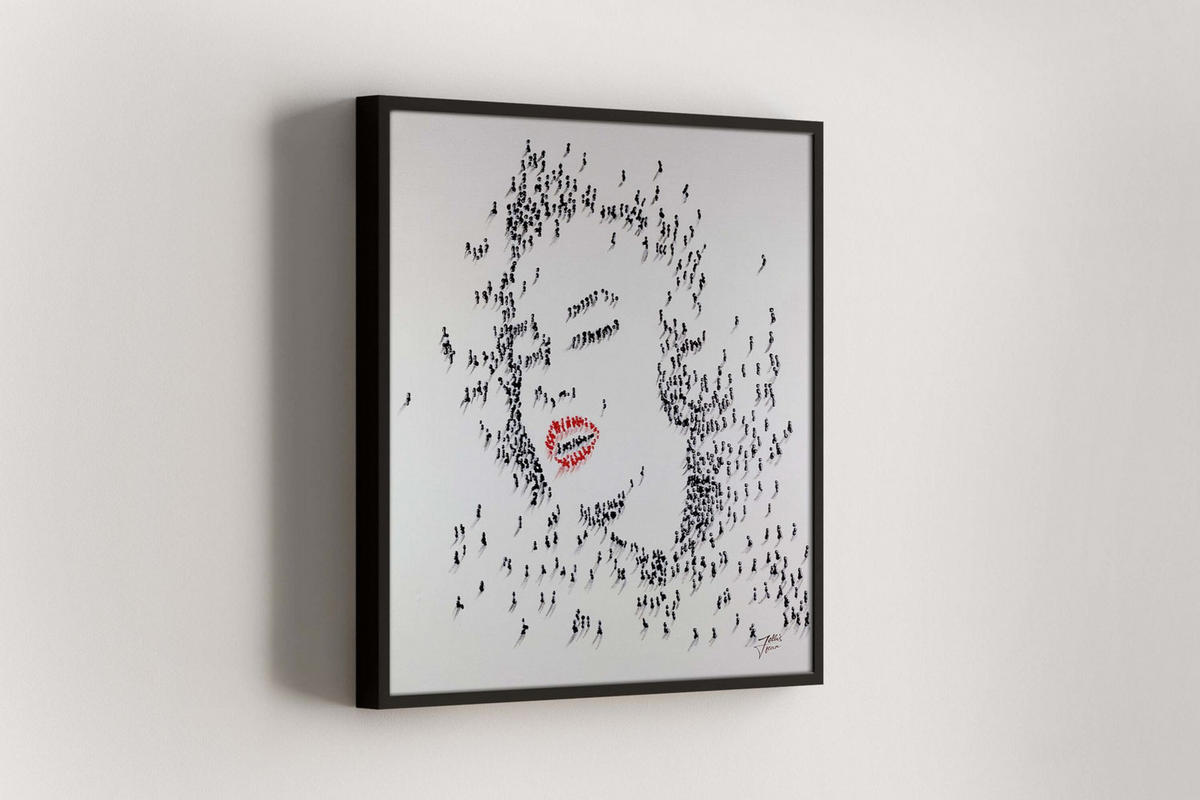ÖLGEMÄLDE 80/80 cm - Schwarz/Weiß, Holz/Textil (1.6/80cm) - KUNSTLOFT