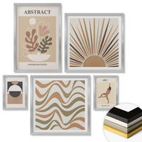 WANDBILDER 5er Set - 50x50 cm & 20x30 cm & 40x60 cm Silberner Rahmen - Matisse Boho abstrakte Muster - Silberfarben, Kunststoff (40/60cm) - ArtPrintCave