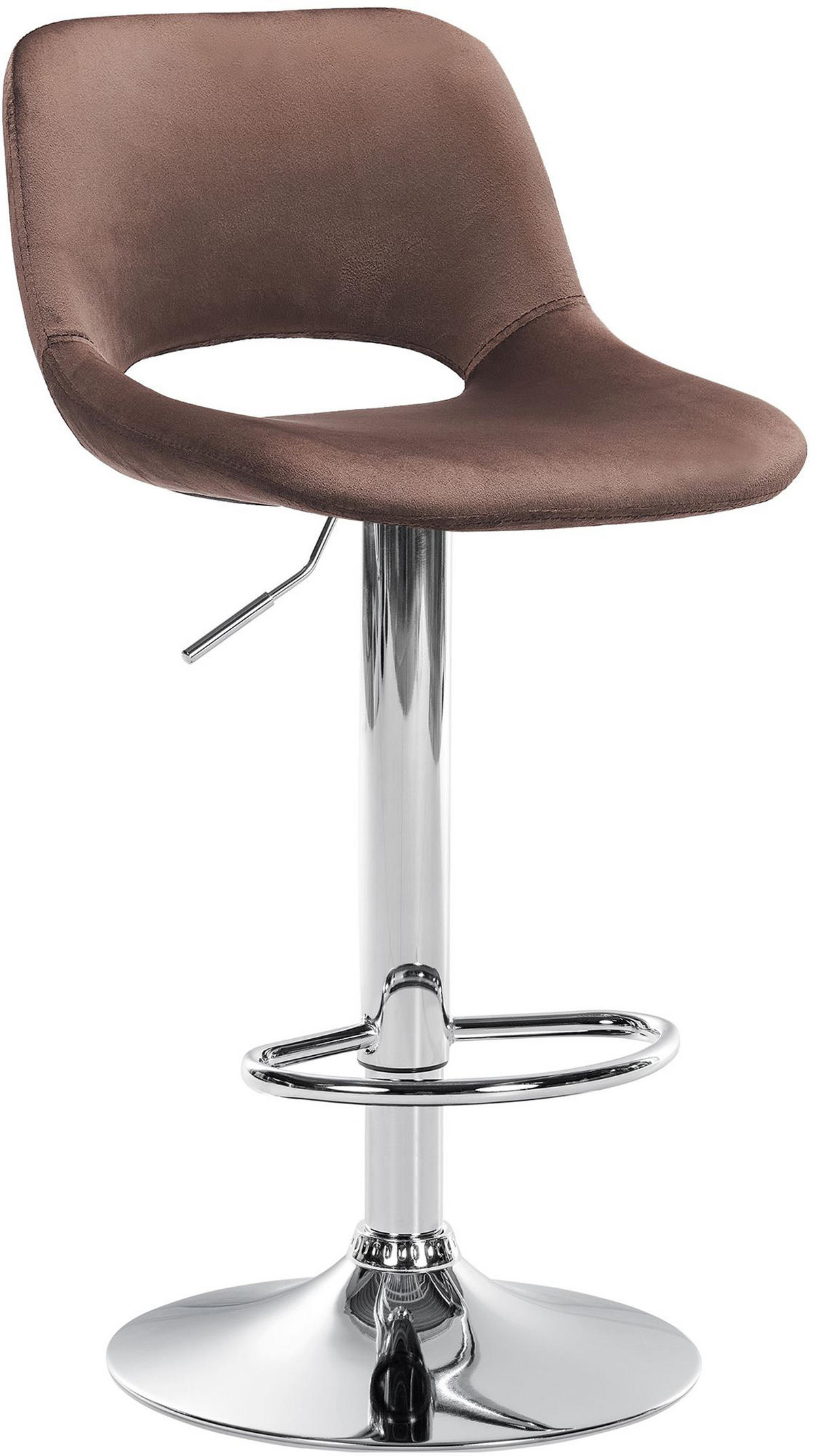 BARHOCKER Campus Samt chrom braun - Chromfarben/Braun, Textil/Metall (42/107/46cm) - TPFLiving