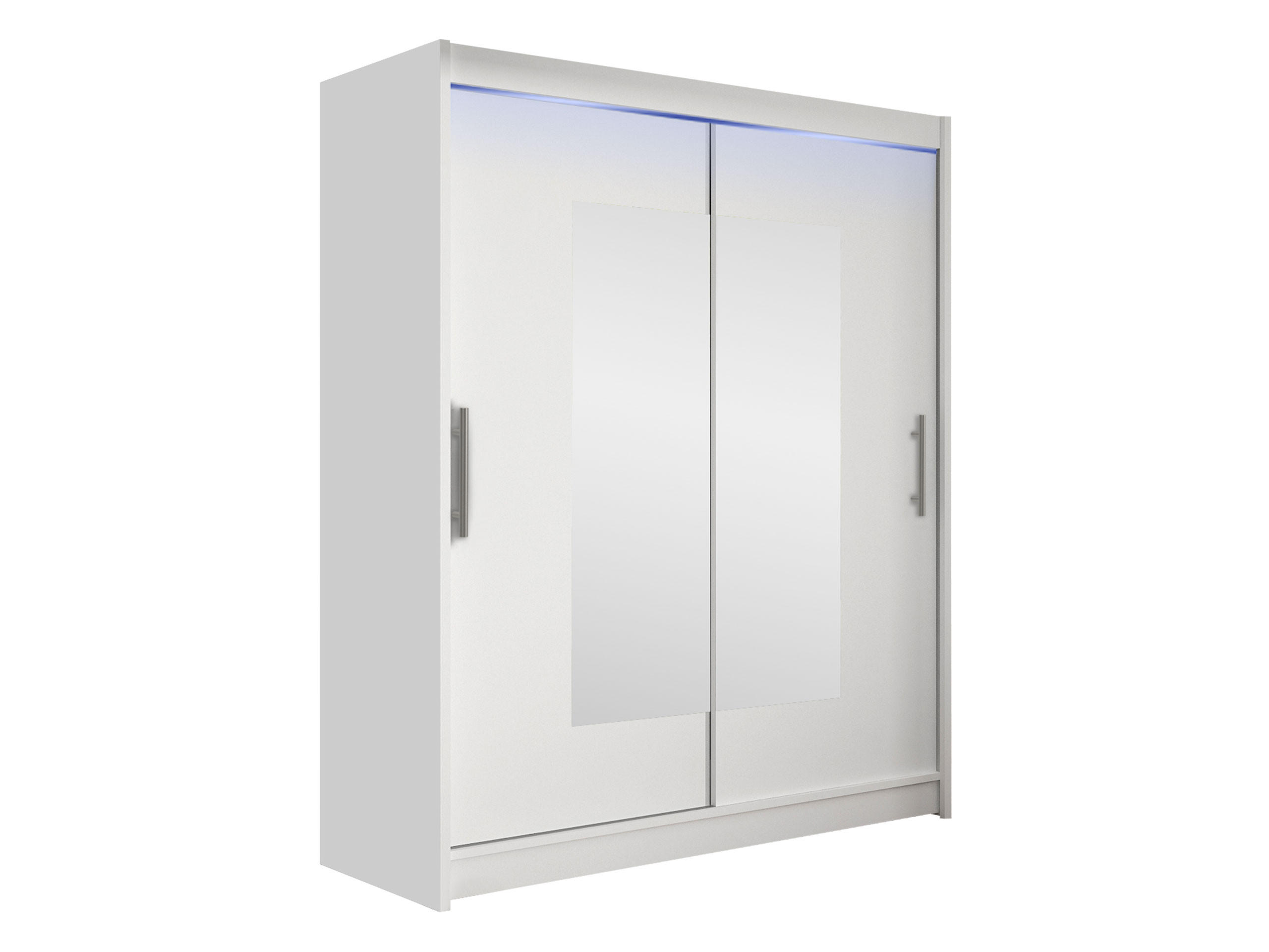 SCHWEBETÜRENSCHRANK Westa III, mit RGB LED Beleuchtung - Silberfarben/Weiß, Holzwerkstoff/Metall (150/200/58cm) - MIRJAN24