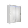 SCHWEBETÜRENSCHRANK Westa III, mit RGB LED Beleuchtung - Silberfarben/Weiß, Holzwerkstoff/Metall (150/200/58cm) - MIRJAN24