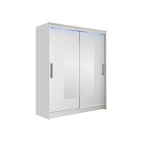 SCHWEBETÜRENSCHRANK Westa III, mit RGB LED Beleuchtung - Silberfarben/Weiß, Holzwerkstoff/Metall (150/200/58cm) - MIRJAN24