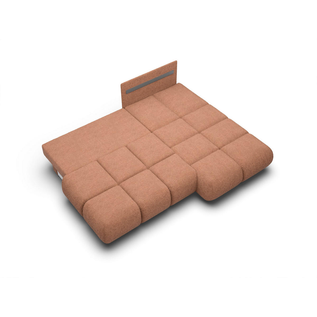 ECKSOFA CORSO R-S Orange Boucle-Stoff mit Schlaffunktion - Orange, Holz (230/177cm) - MASSENO