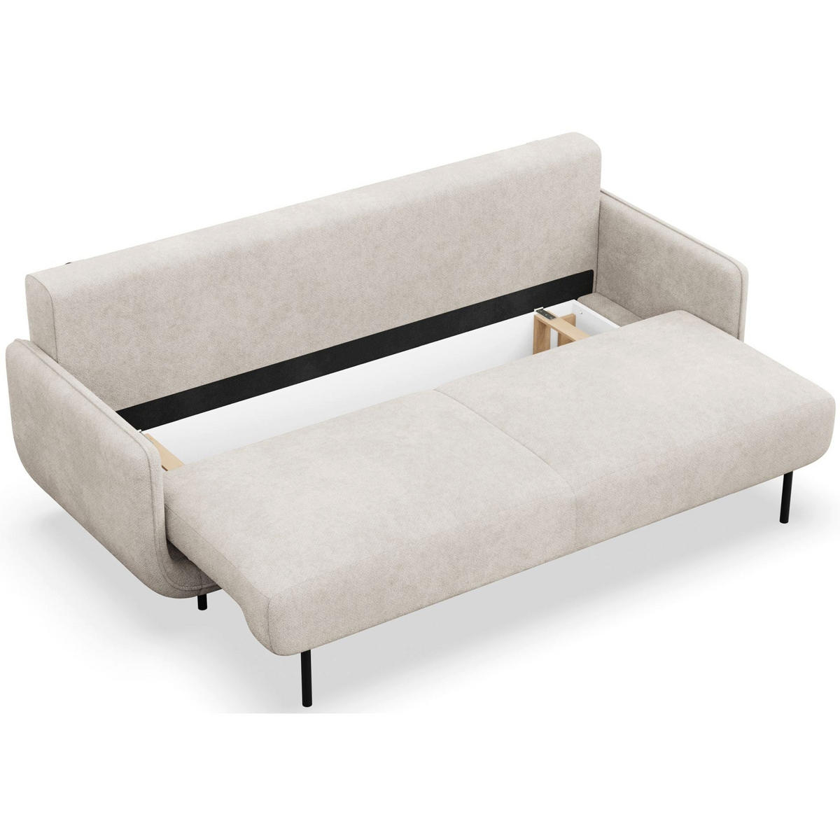 SCHLAFSOFA Ovals Hellbeige - Ecru/Schwarz, Textil/Metall (236/95/96cm) - Selsey