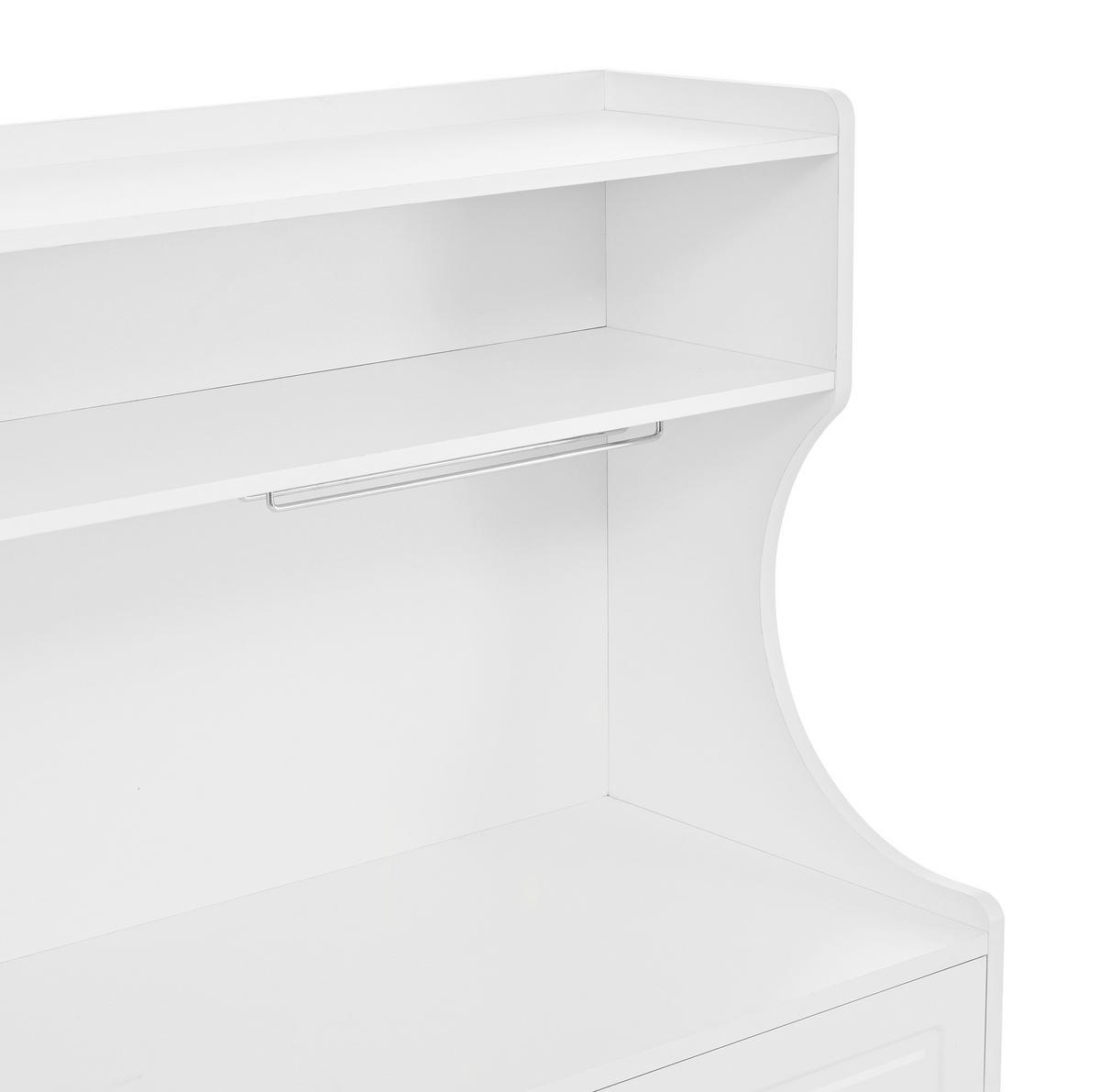 BUFFET 120x40x138.5 cm Weiß mit Fluted Glas & Ladestation - Weiß, Holzwerkstoff (120/138.5/40cm) - Modfu