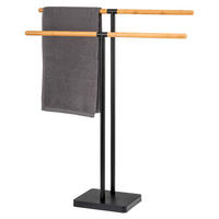STAND-HANDTUCHHALTER, Bambus/Metall schwarz - Schwarz, Metall (68.5/79/18cm) - eluno