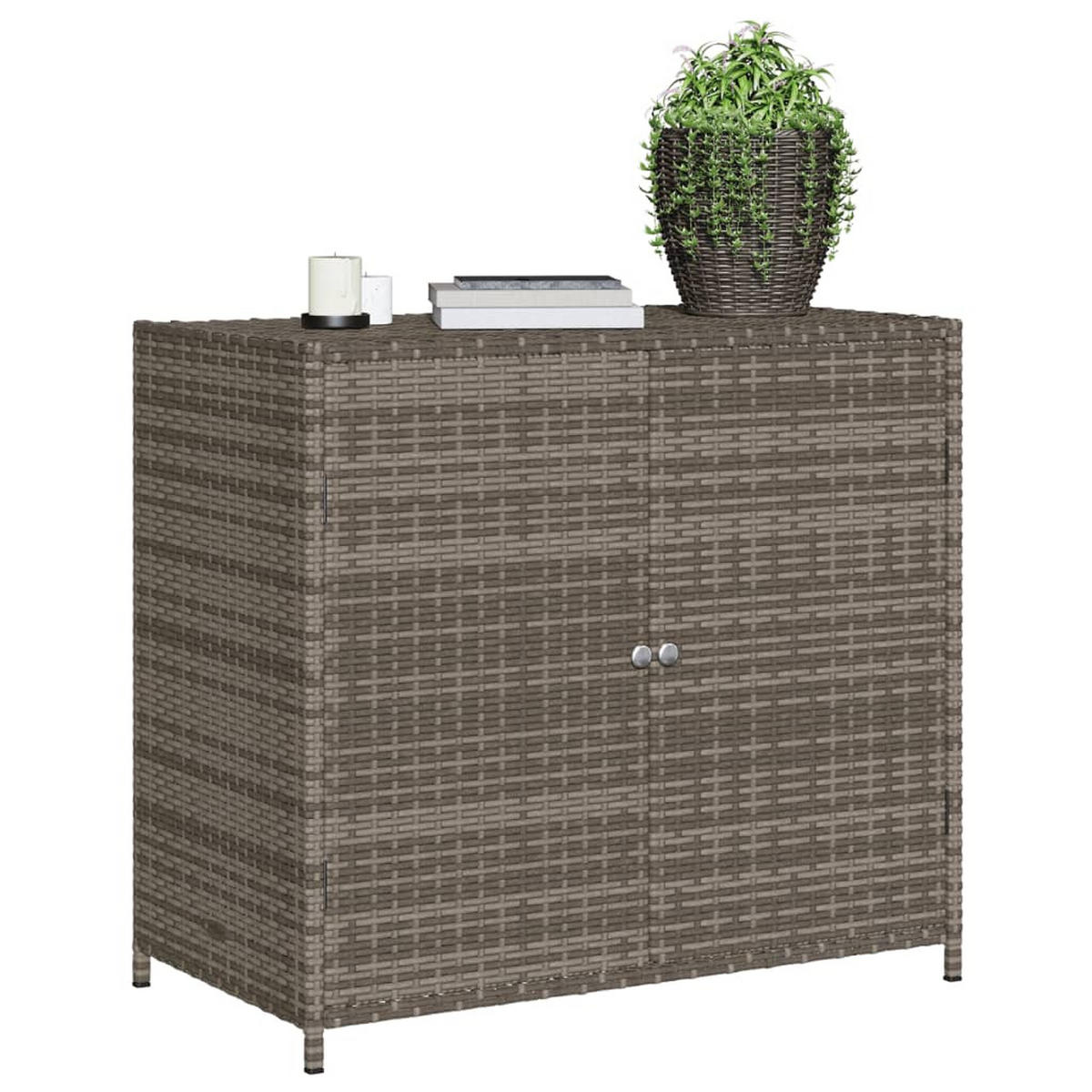GARTENSCHRANK Grau 83x45x76 cm Poly Rattan - Grau, Kunststoff (83/76/45cm) - furnicato