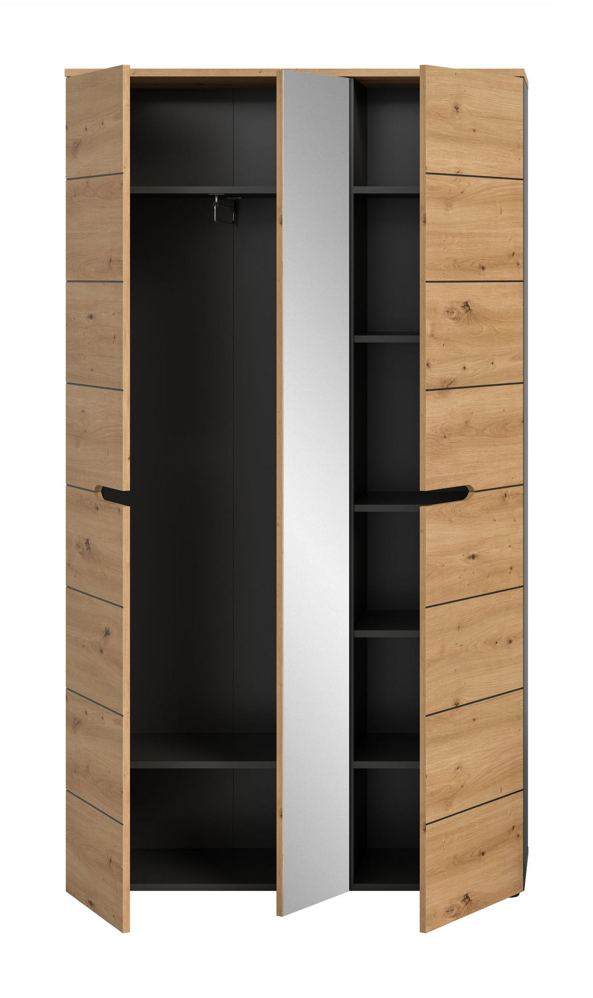 GARDEROBENSCHRANK CANU (B/H/T: ca. 105/190/37 cm) in Basalt grau/Artisan Nachbildung - Grau, Holzwerkstoff (105/190/37cm)