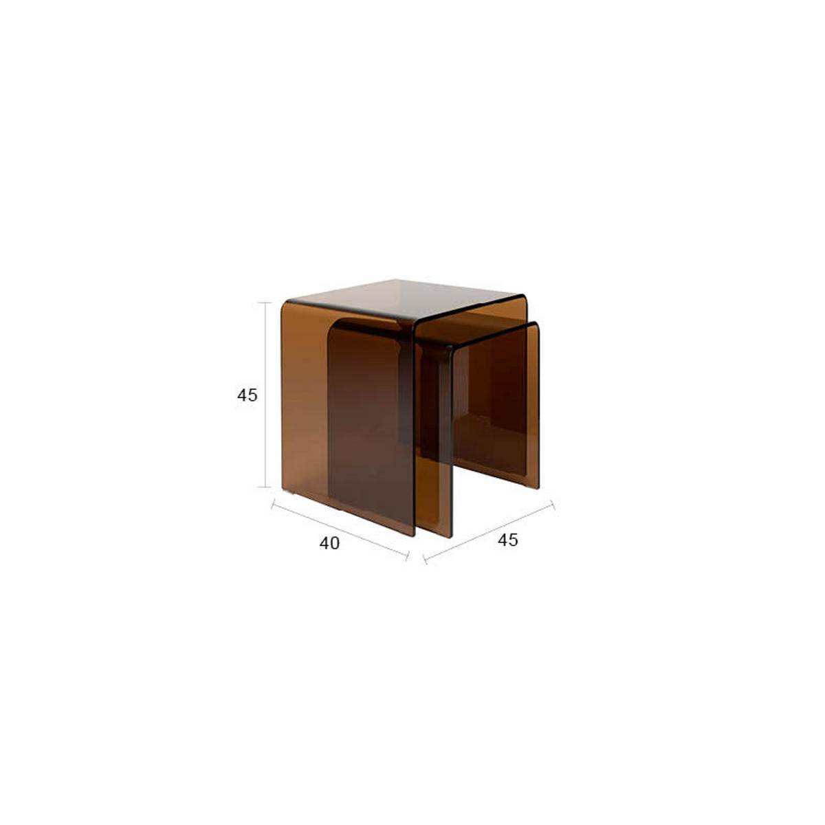 BEISTELLTISCH Vetro 2er-Set Braun - Braun, Glas (40/45/45cm) - Dutchbone