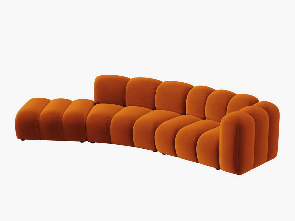 SOFA modular links Lupine aus Samt terrakotta 5 Sitzplätze - Terra cotta, Textil (166/70/335cm) - Micadoni