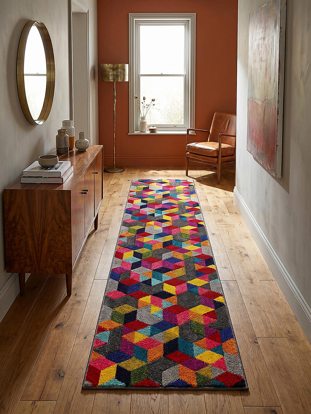 TEPPICH MEON, geometrisch, aus Polypropylen, Bunt, 66 x 230 cm - Multicolor, Textil (66/230cm) - KADIMA DESIGN