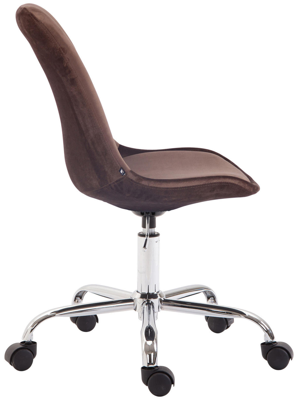 DREHSTUHL Samt braun - Chromfarben/Braun, Textil/Metall (48/81/54cm) - CLP