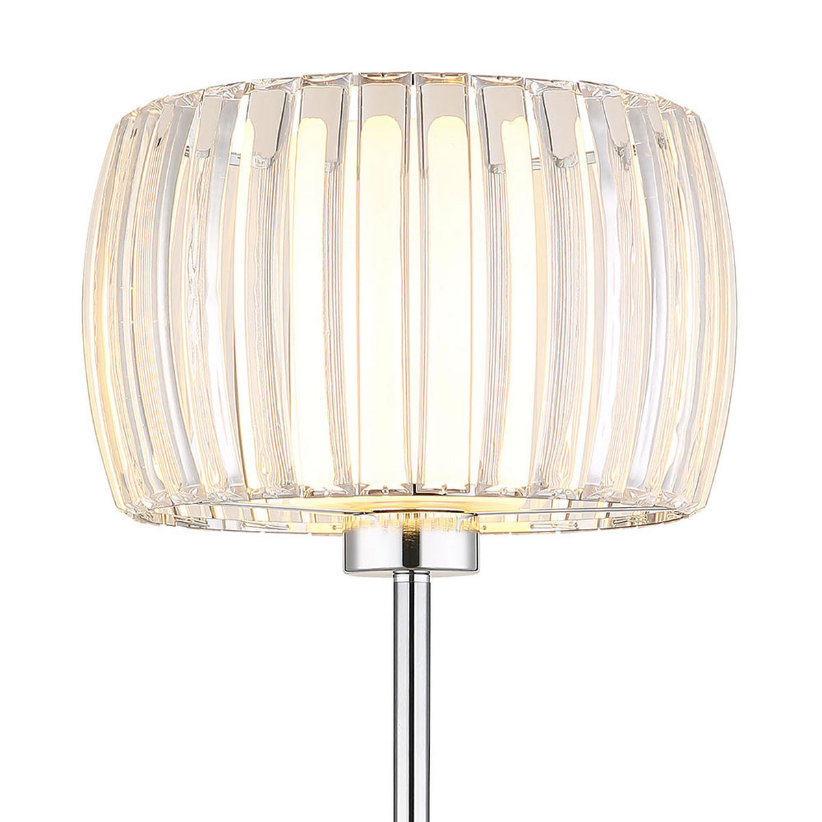 LED STEHLEUCHTE, Metall verchromt, Silber, Fußschalter - Silberfarben, Glas (32.5/32.5/150cm) - Globo Lighting