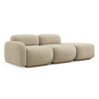 3-SITZER SOFA Rechts Bouclé Stoff Beige - Beige/Braun, Holz/Textil (258/73/95cm) - Makamii