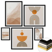 WANDBILDER 5er-Set - 50x50 cm & 20x30 cm & 40x60 cm Schwarzer Rahmen - Strukturen schattieren Minimalismus - Schwarz, Kunststoff (40/60cm) - ArtPrintCave