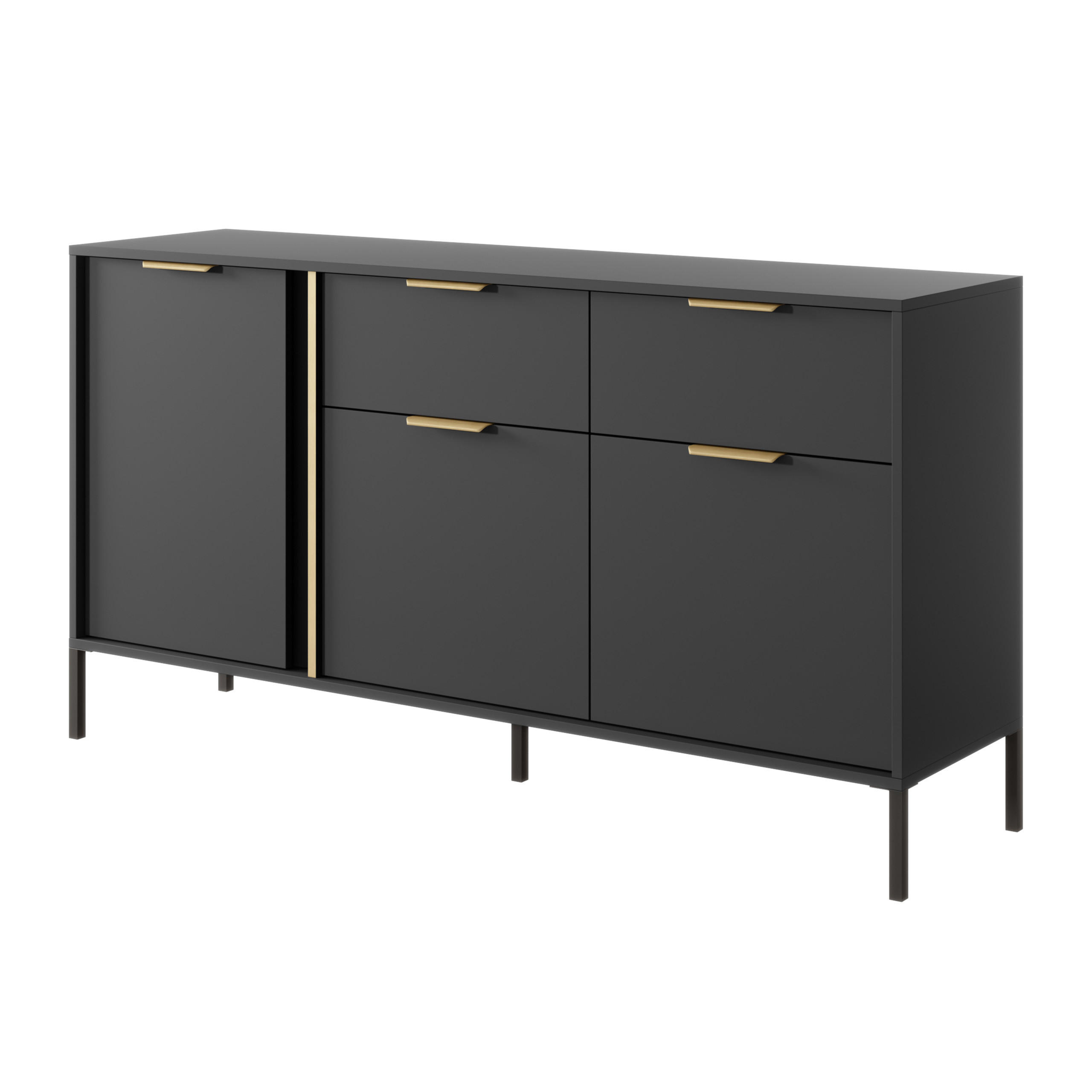 SIDEBOARD LORENZO 153/81/40 cm mit 2 Schubladen und 3 Türen Anthrazit - Anthrazit, Holzwerkstoff (153/81/40cm) - MASSENO