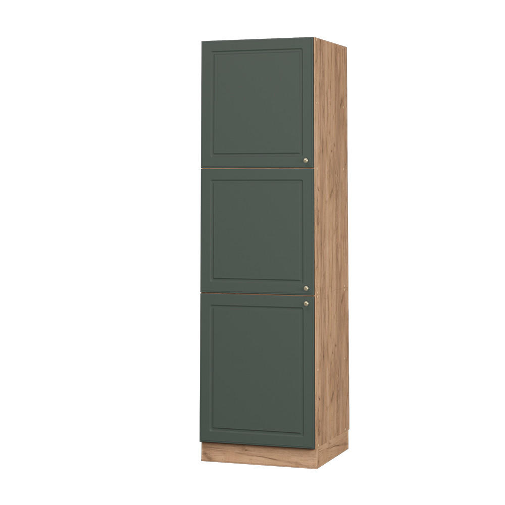HERDUMBAUSCHRANK Fame-Line Grün-Gold Landhaus 60 cm - Eiche Wotan/Grün, Holzwerkstoff (60/206.8/58cm) - Vicco